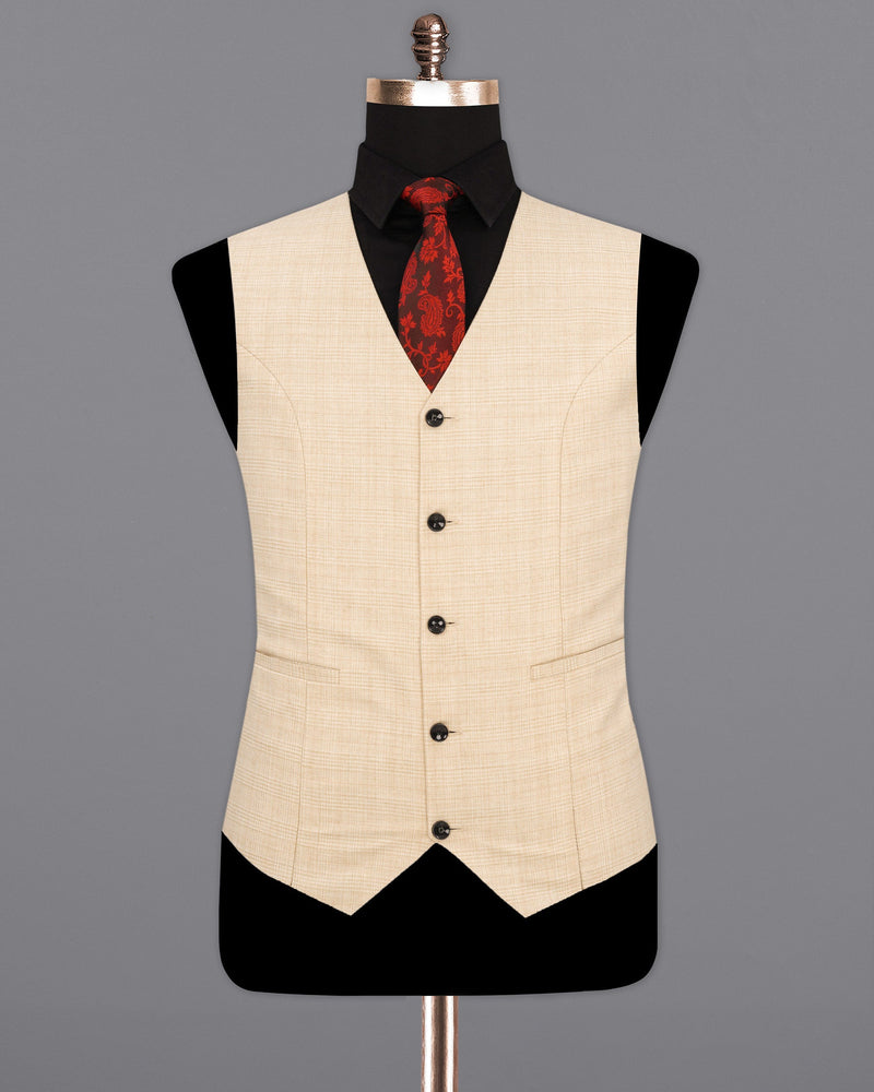 Light Apricot Brown Plaid Waistcoat V1916-36, V1916-38, V1916-40, V1916-42, V1916-44, V1916-46, V1916-48, V1916-50, V1916-52, V1916-54, V1916-56, V1916-58, V1916-60