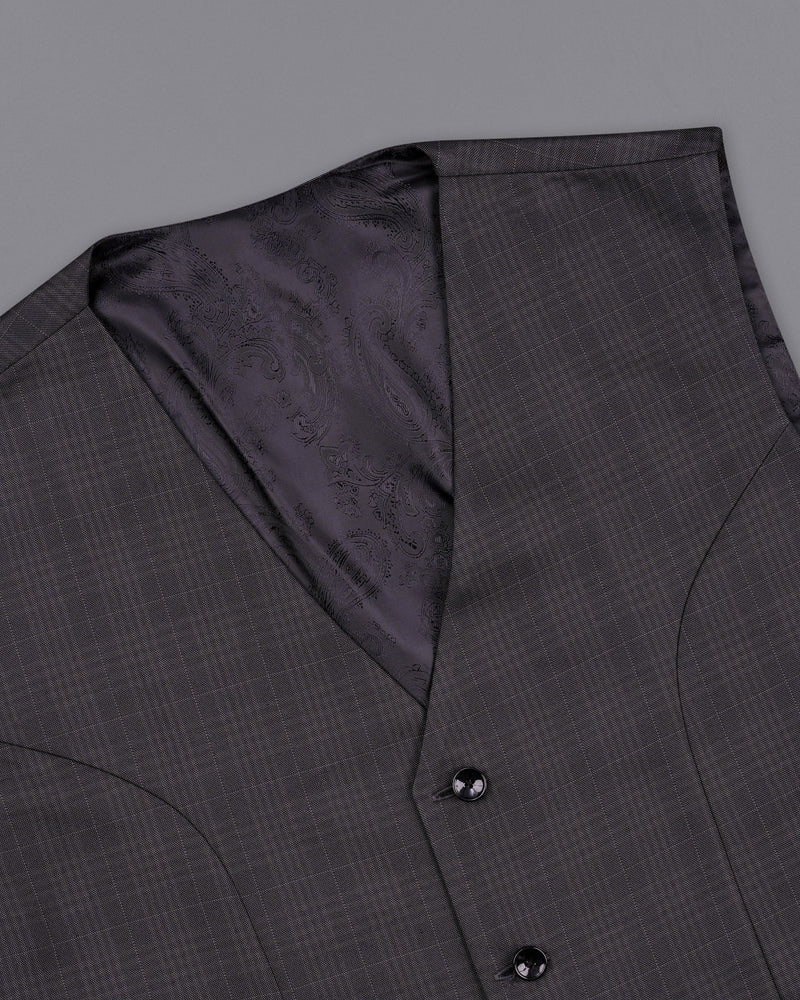 Charcoal Brown Plaid Waistcoat