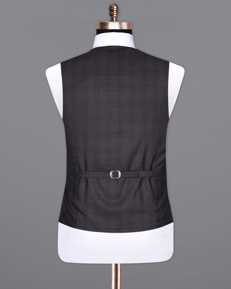 Charcoal Brown Plaid Waistcoat