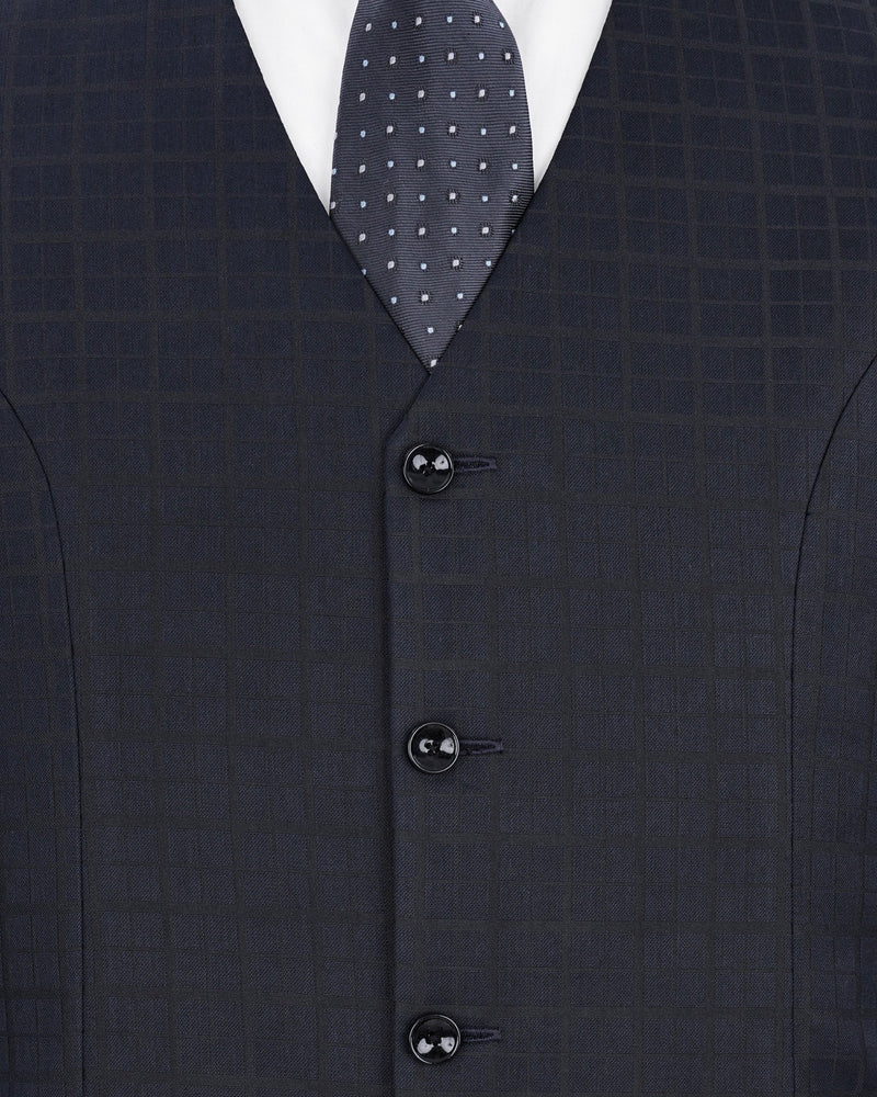 Bleached Cedar Navy Blue Plaid Waistcoat