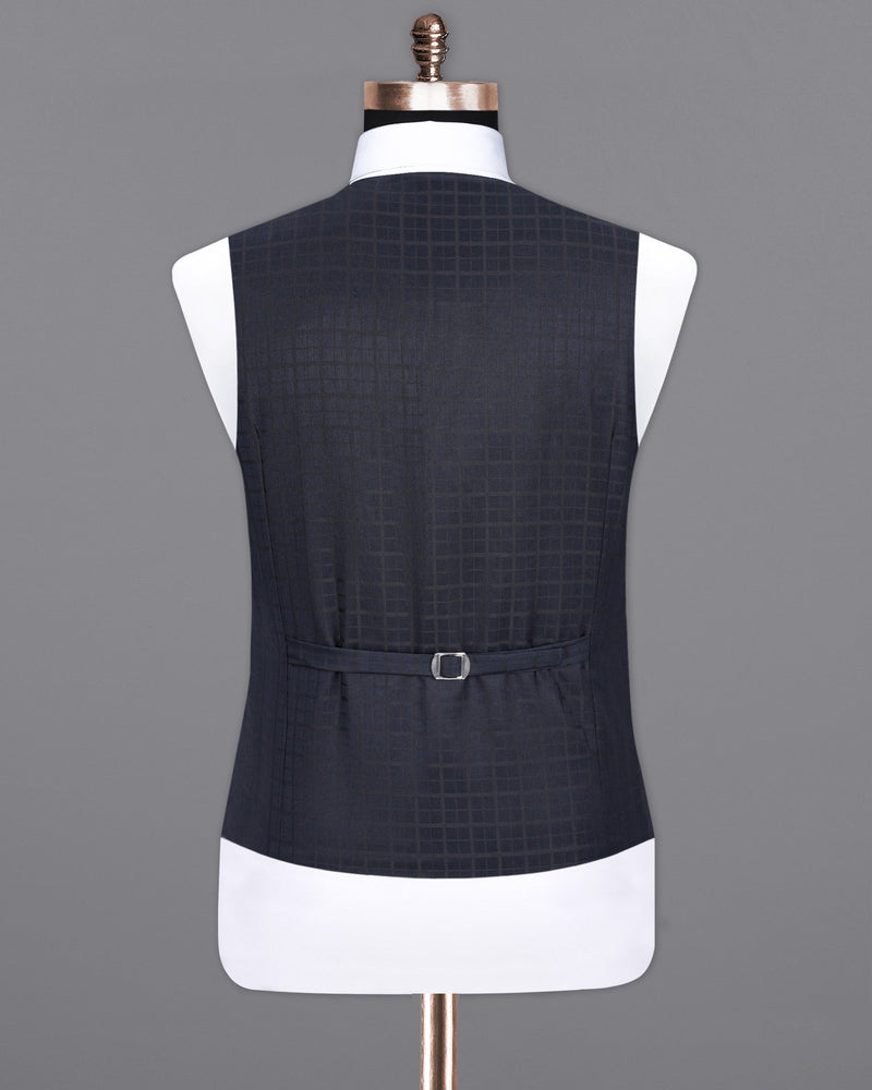 Bleached Cedar Navy Blue Plaid Waistcoat