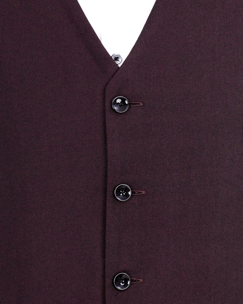 Havana Wine With  Black Lapel Textured Waistcoat