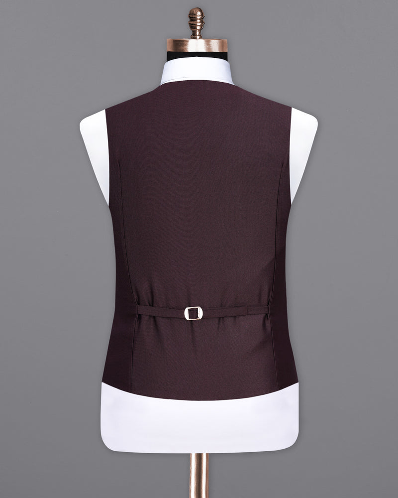 Havana Wine With  Black Lapel Textured Waistcoat