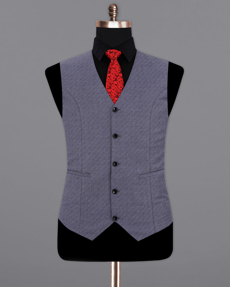 Gun Powder Blue Textured Waistcoat