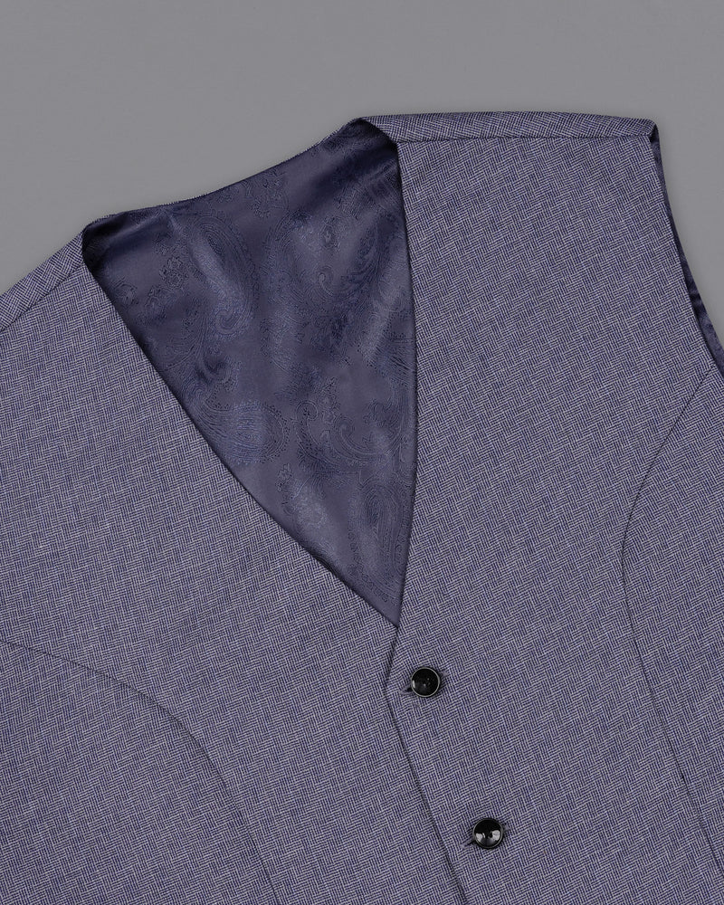 Gun Powder Blue Textured Waistcoat