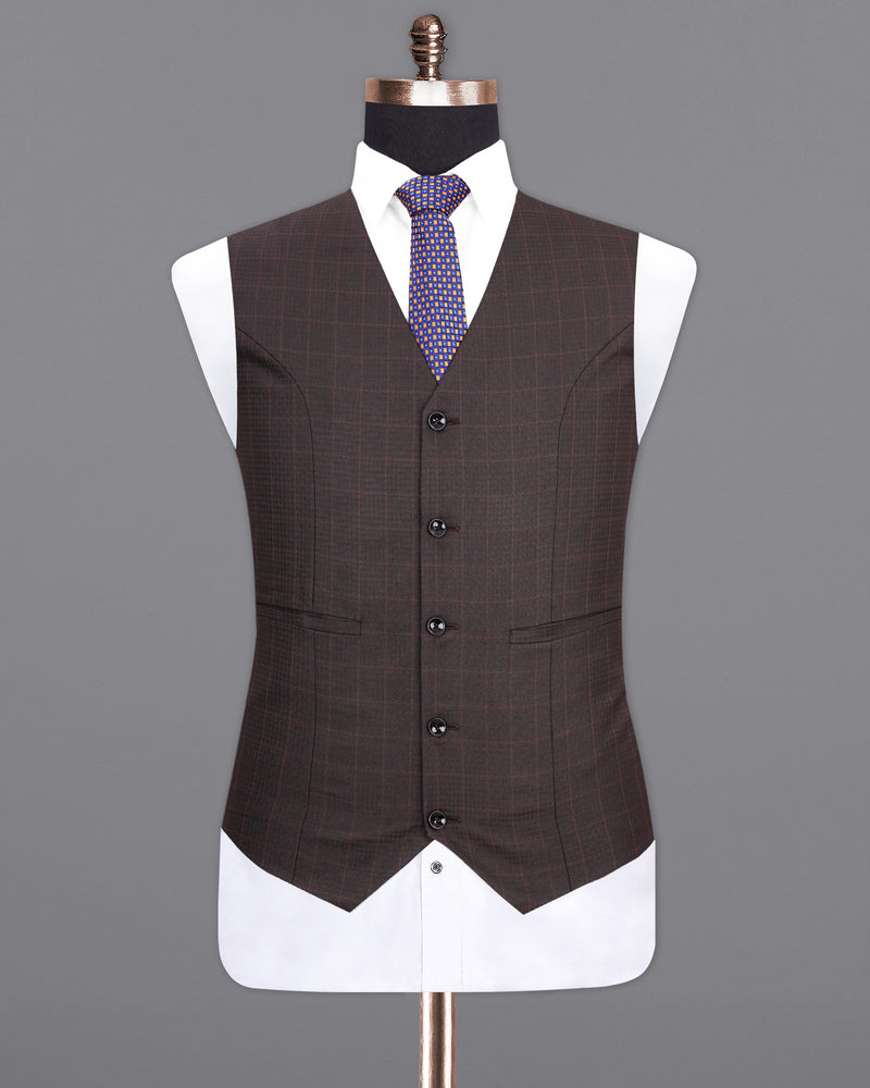 Thunder Brown Checkered Waistcoat