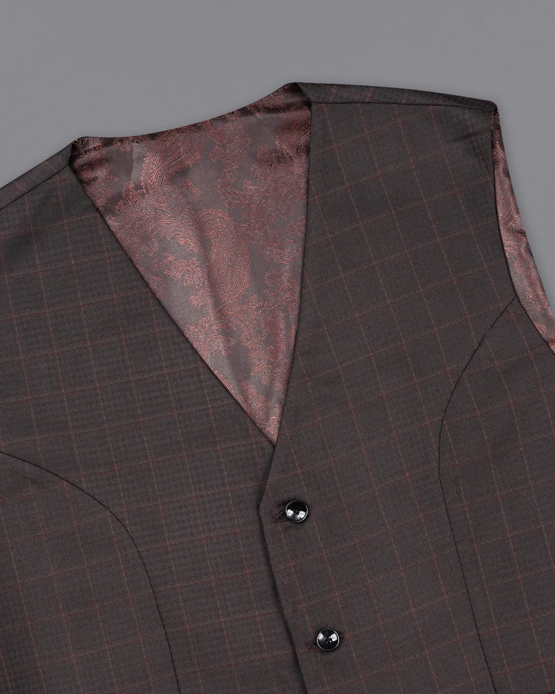 Thunder Brown Checkered Waistcoat