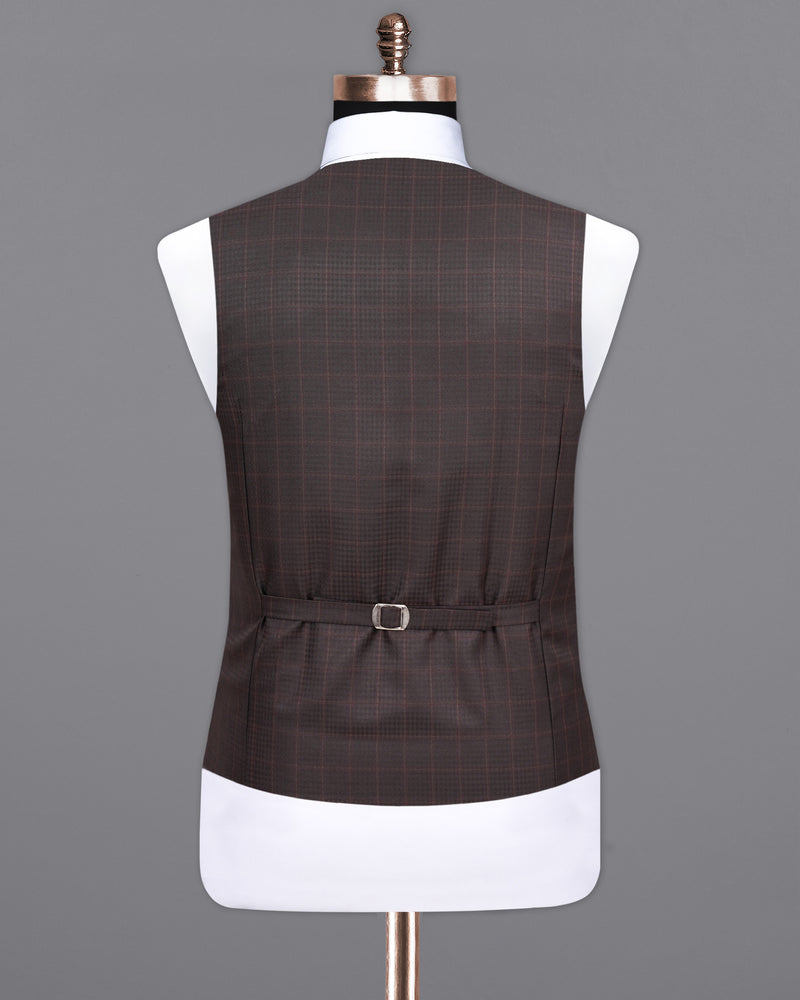 Thunder Brown Checkered Waistcoat