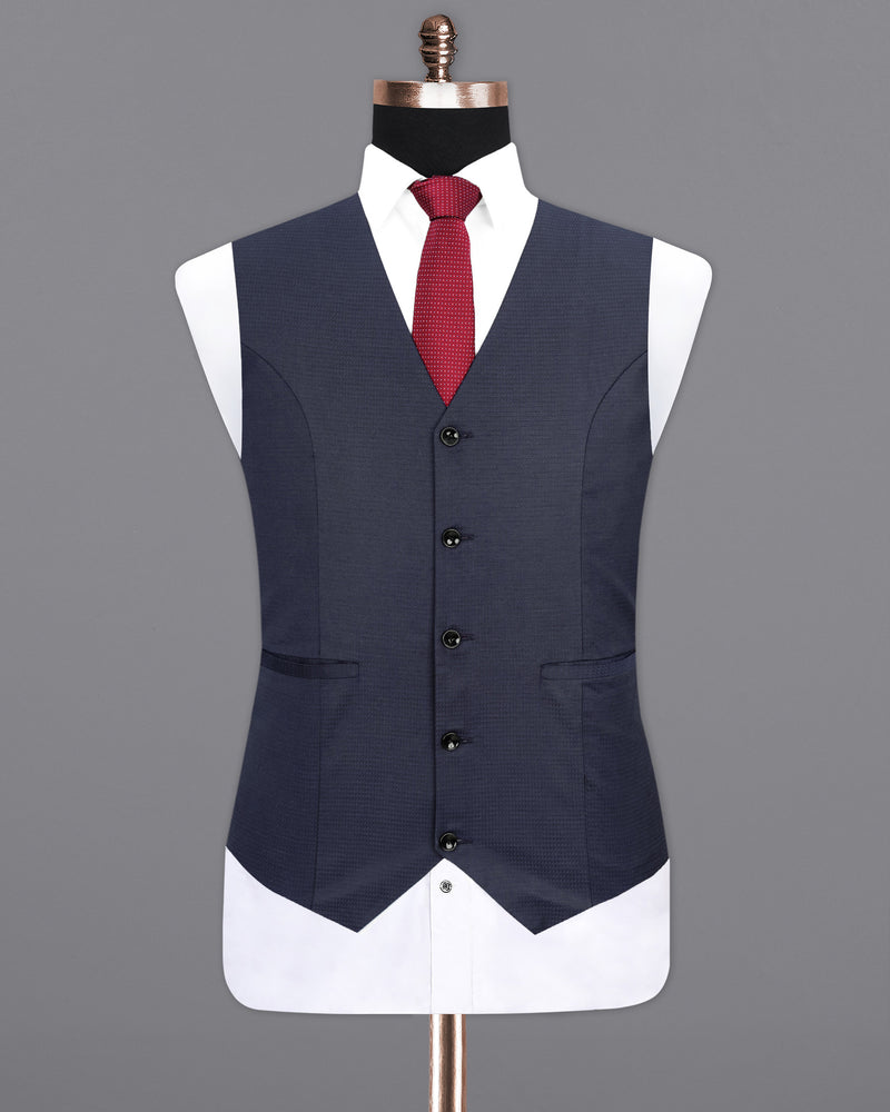 Tuna Navy Blue Micro Triangle Textured Waistcoat