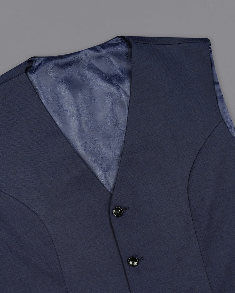 Tuna Navy Blue Micro Triangle Textured Waistcoat