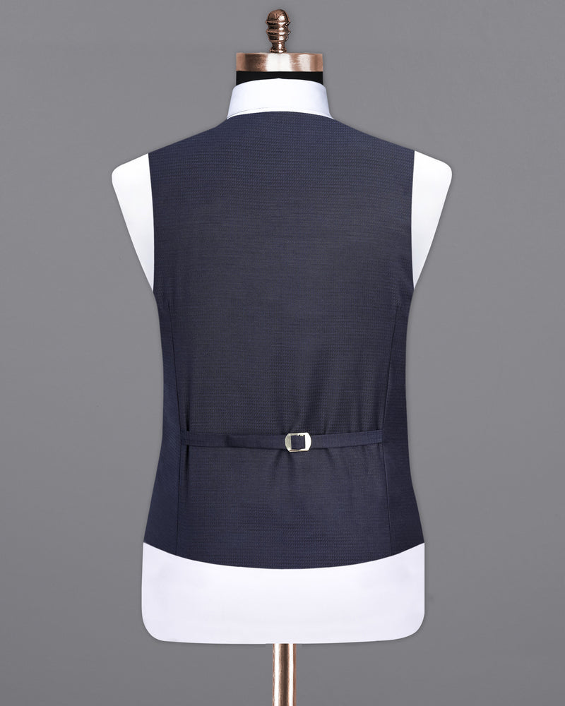 Tuna Navy Blue Micro Triangle Textured Waistcoat