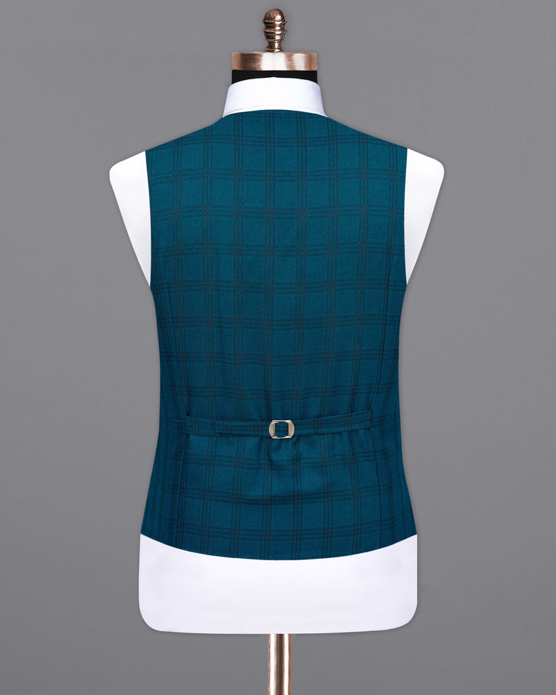 Sapphire Blue With Black Plaid Waistcoat V1993-36, V1993-38, V1993-40, V1993-42, V1993-44, V1993-46, V1993-48, V1993-50, V1993-52, V1993-54, V1993-56, V1993-58, V1993-60