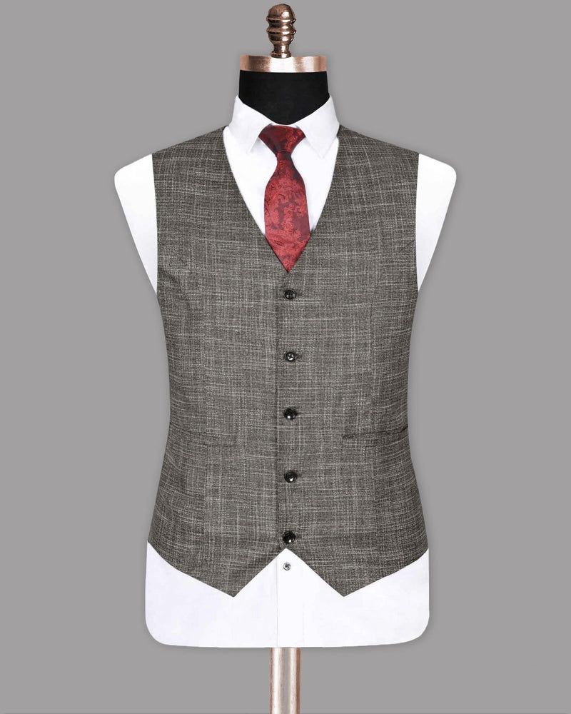 Wood Brown Mélange Wool Blend  Waistcoat V199-52, V199-60, V199-36, V199-38, V199-40, V199-42, V199-44, V199-46, V199-48, V199-50, V199-54, V199-56, V199-58