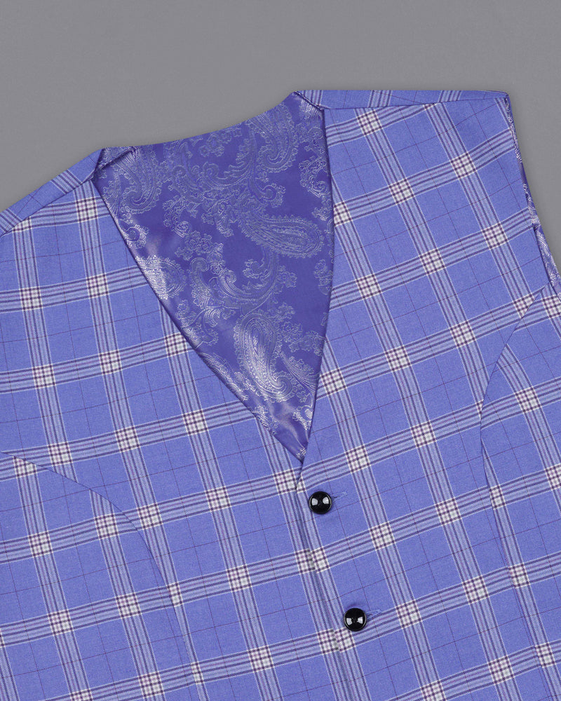 Glaucous Blue with Gainsboro Gray Plaid Waistcoat V2057-36, V2057-38, V2057-40, V2057-42, V2057-44, V2057-46, V2057-48, V2057-50, V2057-52, V2057-54, V2057-56, V2057-58, V2057-60