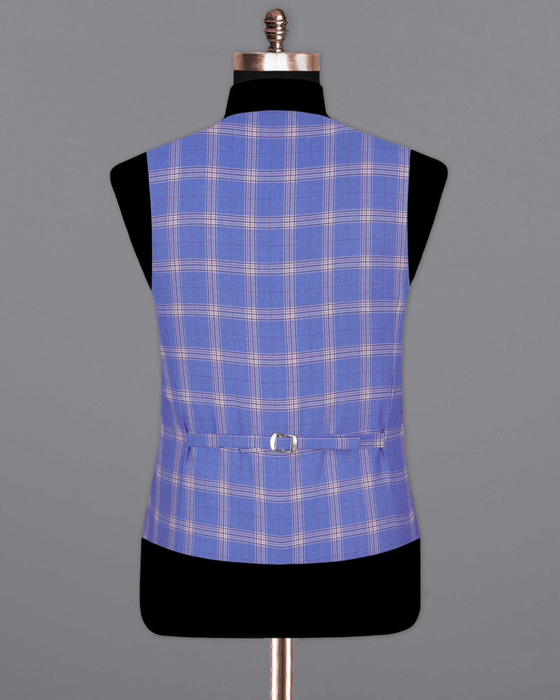 Glaucous Blue with Gainsboro Gray Plaid Waistcoat V2057-36, V2057-38, V2057-40, V2057-42, V2057-44, V2057-46, V2057-48, V2057-50, V2057-52, V2057-54, V2057-56, V2057-58, V2057-60