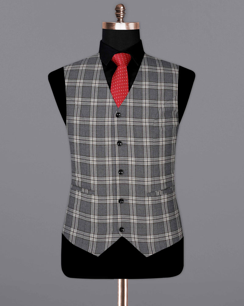 Smoky Gray Plaid Waistcoat V2058-36, V2058-38, V2058-40, V2058-42, V2058-44, V2058-46, V2058-48, V2058-50, V2058-52, V2058-54, V2058-56, V2058-58, V2058-60