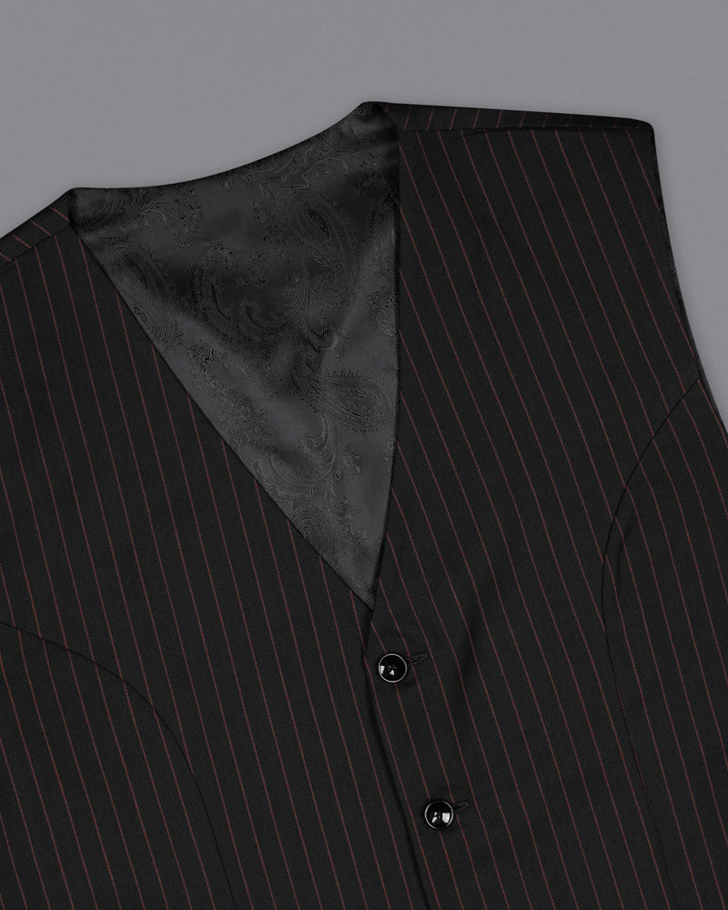 Jade Black with Light Taupe Brown Striped Waistcoat V2061-36, V2061-38, V2061-40, V2061-42, V2061-44, V2061-46, V2061-48, V2061-50, V2061-52, V2061-54, V2061-56, V2061-58, V2061-60