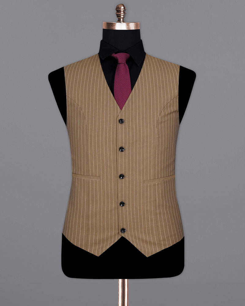 Mocha Brown Striped Waistcoat V2064-36, V2064-38, V2064-40, V2064-42, V2064-44, V2064-46, V2064-48, V2064-50, V2064-52, V2064-54, V2064-56, V2064-58, V2064-60