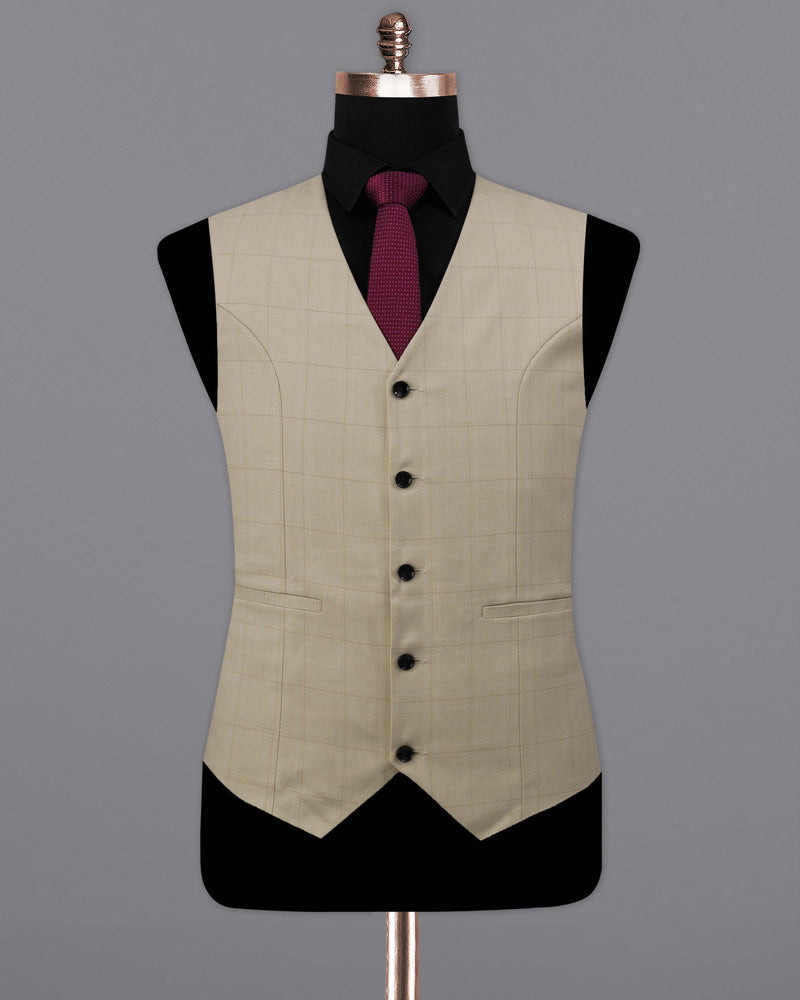 Bronco Cream Windowpane Sports Waistcoat V2085-36, V2085-38, V2085-40, V2085-42, V2085-44, V2085-46, V2085-48, V2085-50, V2085-52, V2085-54, V2085-56, V2085-58, V2085-60