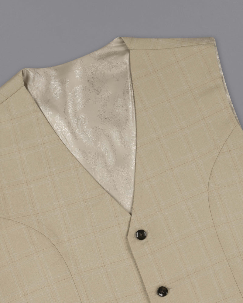 Bronco Cream Windowpane Sports Waistcoat V2085-36, V2085-38, V2085-40, V2085-42, V2085-44, V2085-46, V2085-48, V2085-50, V2085-52, V2085-54, V2085-56, V2085-58, V2085-60