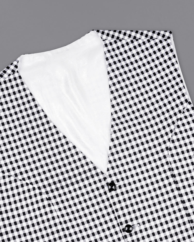 White and Black Mini Checkered Waistcoat  V2092-36, V2092-38, V2092-40, V2092-42, V2092-44, V2092-46, V2092-48, V2092-50, V2092-52, V2092-54, V2092-56, V2092-58, V2092-60