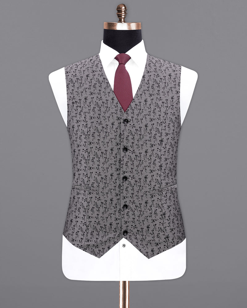 Flint Silver Ditzy Textured With Jade Black Waistcoat V2102-36, V2102-38, V2102-40, V2102-42, V2102-44, V2102-46, V2102-48, V2102-50, V2102-52, V2102-54, V2102-56, V2102-58, V2102-60