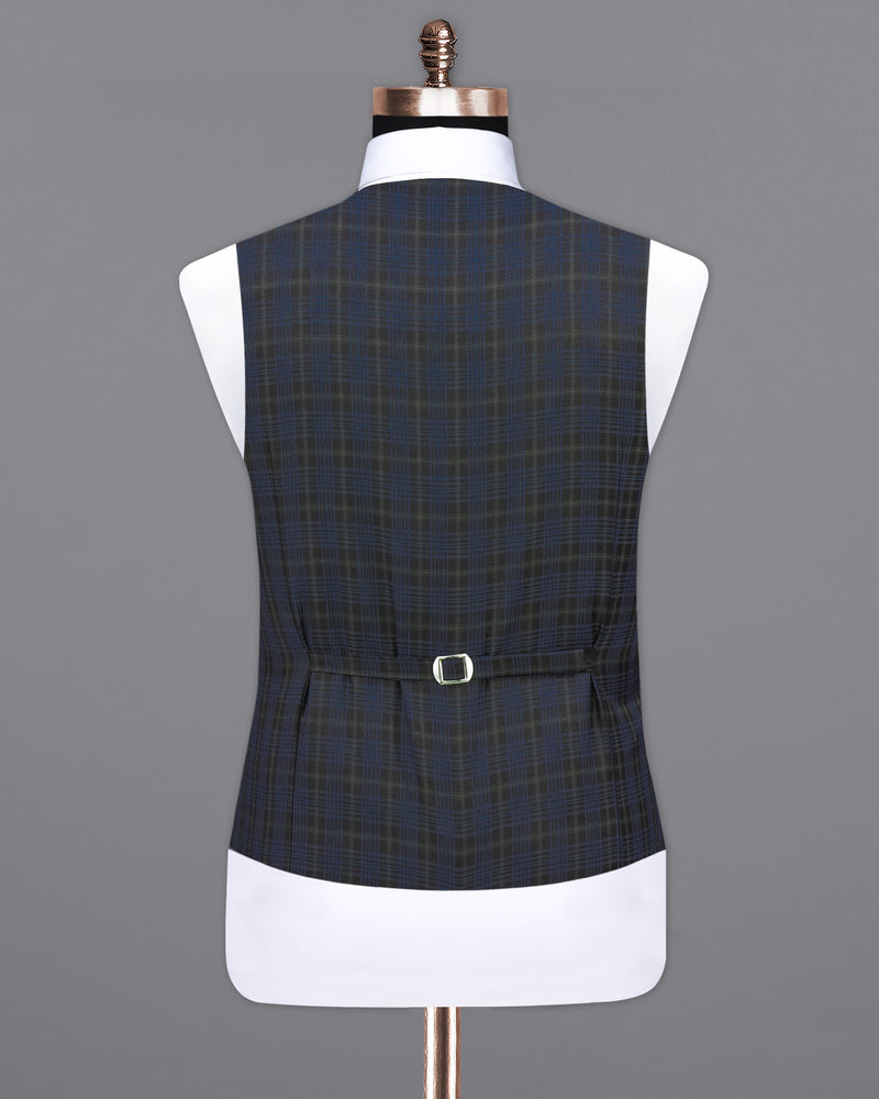 Fiord Navy Blue with Black Russian Plaid Waistcoat V2121-36, V2121-38, V2121-40, V2121-42, V2121-44, V2121-46, V2121-48, V2121-50, V2121-52, V2121-54, V2121-56, V2121-58, V2121-60