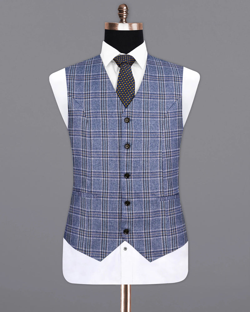 Bayoux Blue Plaid Waistcoat  V2143-36, V2143-38, V2143-40, V2143-42, V2143-44, V2143-46, V2143-48, V2143-50, V2143-52, V2143-54, V2143-56, V2143-58, V2143-60