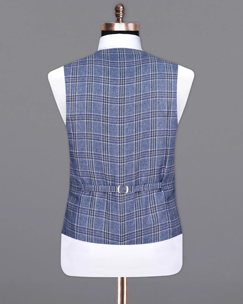 Bayoux Blue Plaid Waistcoat  V2143-36, V2143-38, V2143-40, V2143-42, V2143-44, V2143-46, V2143-48, V2143-50, V2143-52, V2143-54, V2143-56, V2143-58, V2143-60