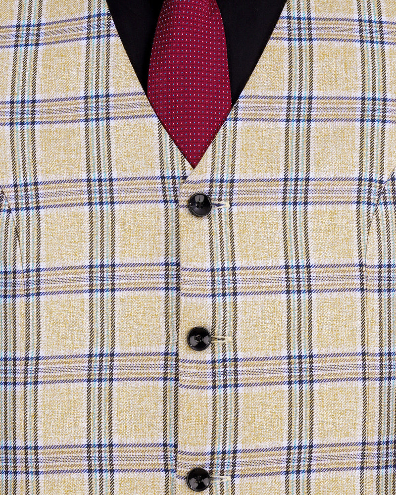 Coriander Light Brown with Rhino Blue Plaid Waistcoat  V2155-36, V2155-38, V2155-40, V2155-42, V2155-44, V2155-46, V2155-48, V2155-50, V2155-52, V2155-54, V2155-56, V2155-58, V2155-60