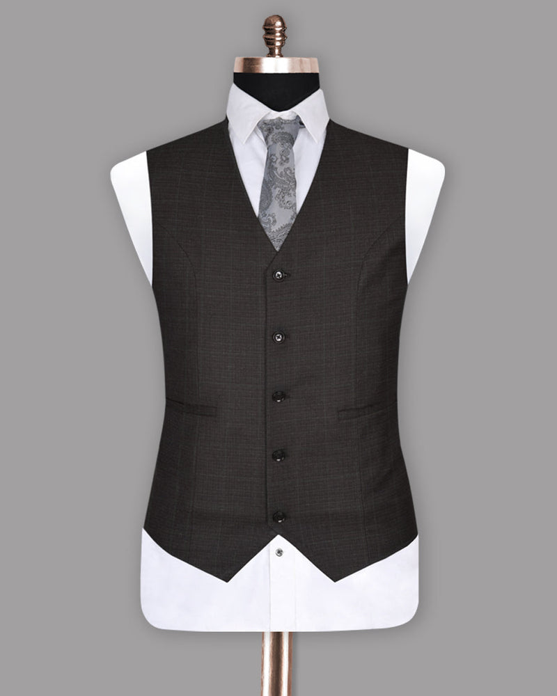 Charcoal Subtle Slubbed Wool Rich  Waistcoat V237-58, V237-52, V237-36, V237-38, V237-40, V237-50, V237-42, V237-44, V237-46, V237-48, V237-54, V237-60, V237-56