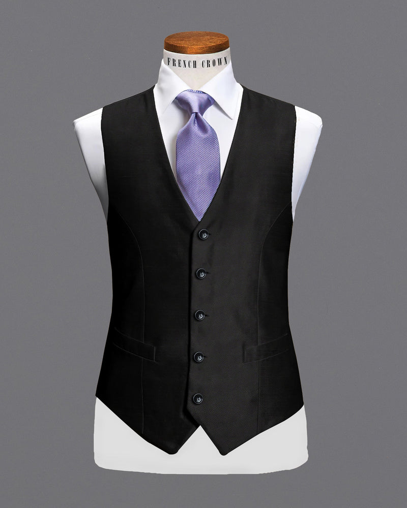 Jade Black Diamond Textured Waistcoat