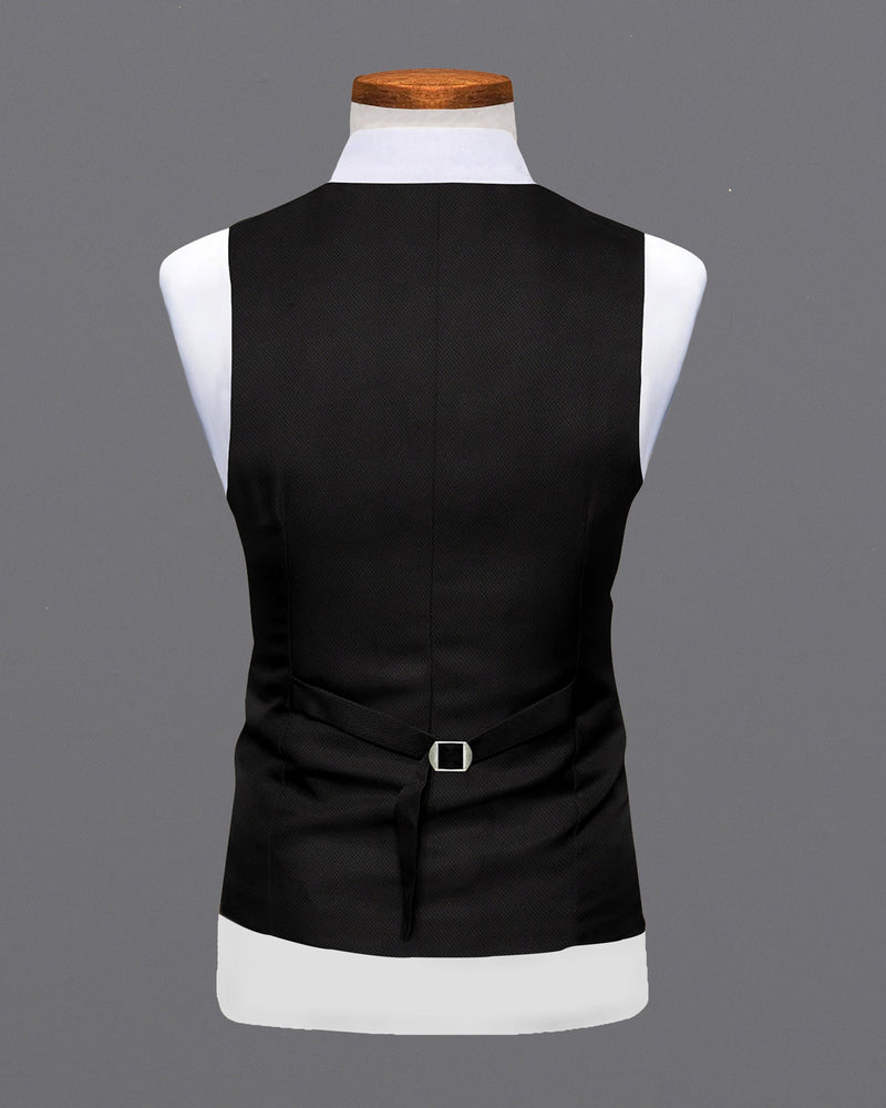 Jade Black Diamond Textured Waistcoat