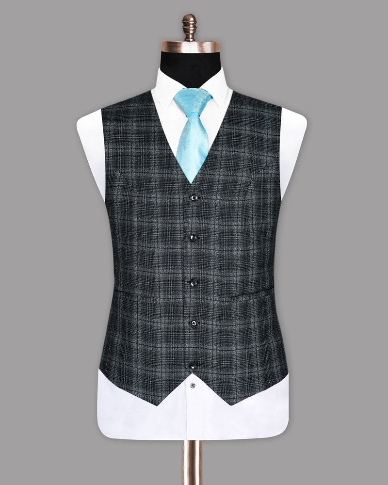 Charcoal Windowpane Wool Rich Waistcoat V862-42, V862-44, V862-52, V862-56, V862-58, V862-60, V862-40, V862-54, V862-36, V862-38, V862-46, V862-48, V862-50