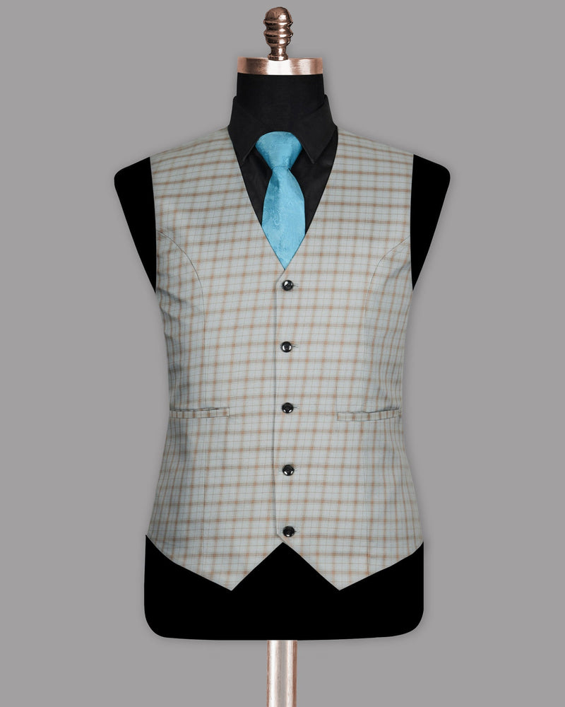 Trout Grey Checked Wool Rich Waistcoat V967-46, V967-50, V967-52, V967-38, V967-58, V967-36, V967-56, V967-54, V967-60, V967-40, V967-42, V967-44, V967-48