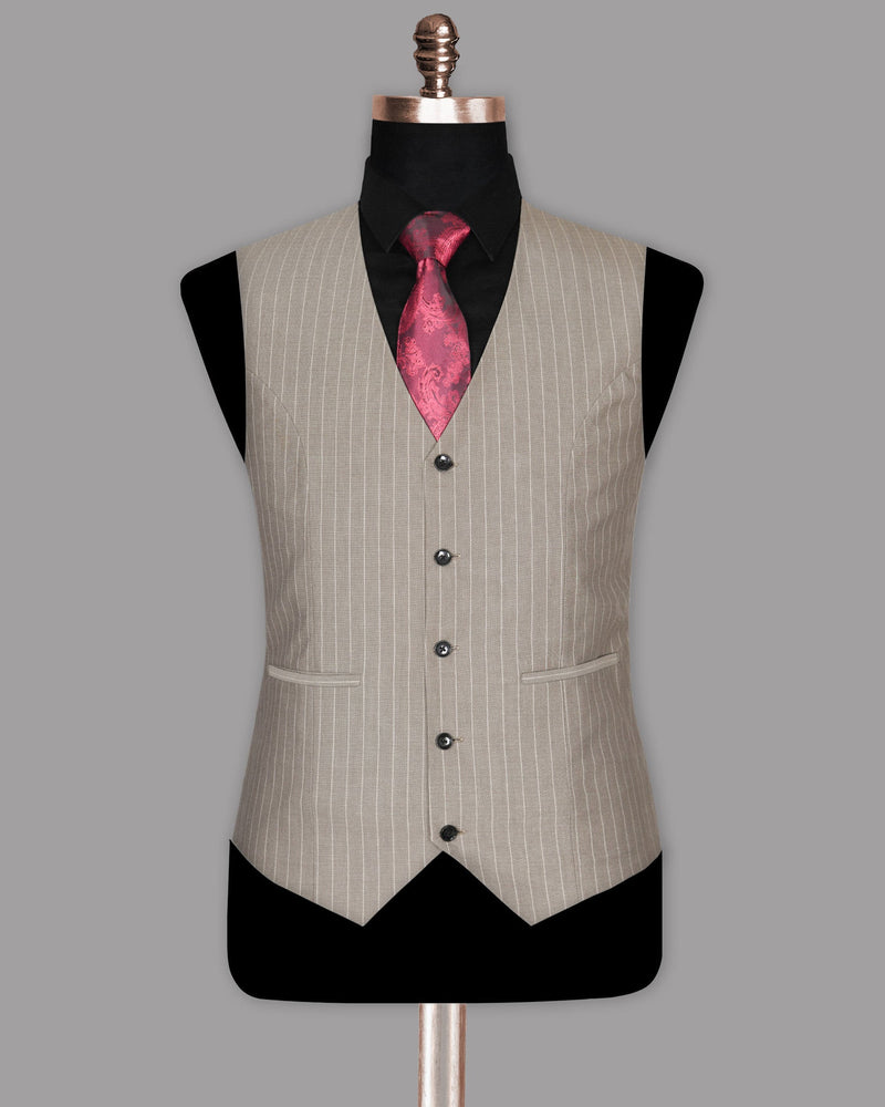 Dusty Brown Striped Waistcoat V987-36, V987-38, V987-40, V987-42, V987-44, V987-46, V987-48, V987-52, V987-50, V987-54, V987-56, V987-58, V987-60