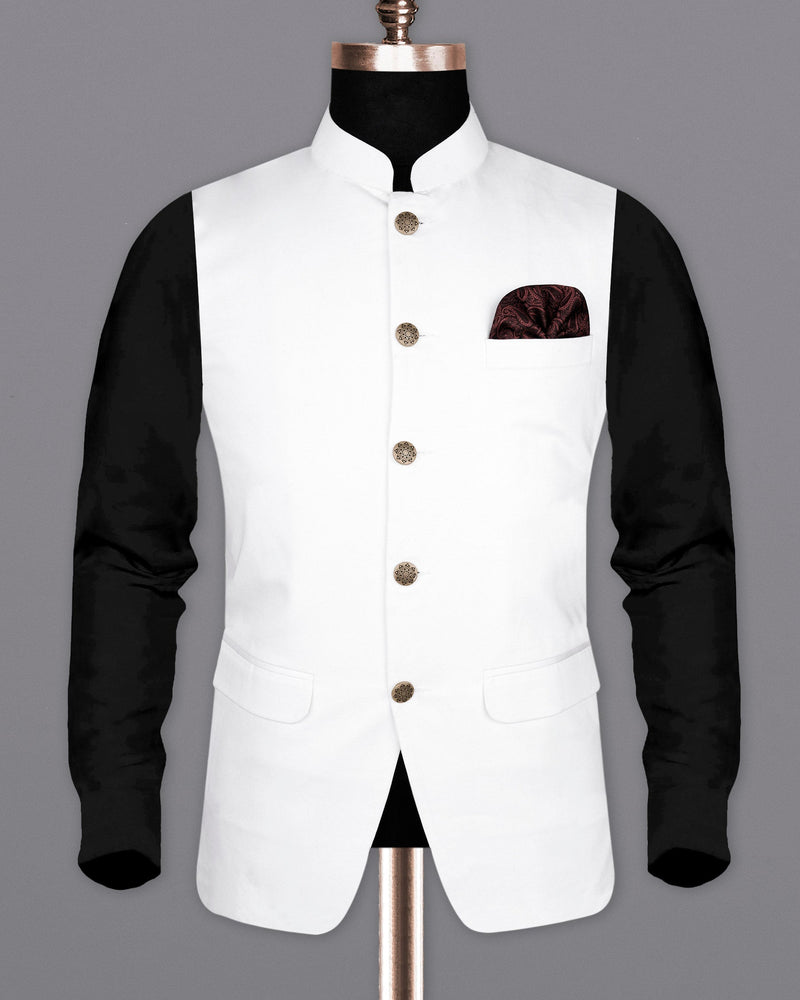 Bright White Cotton Nehru Jacket
