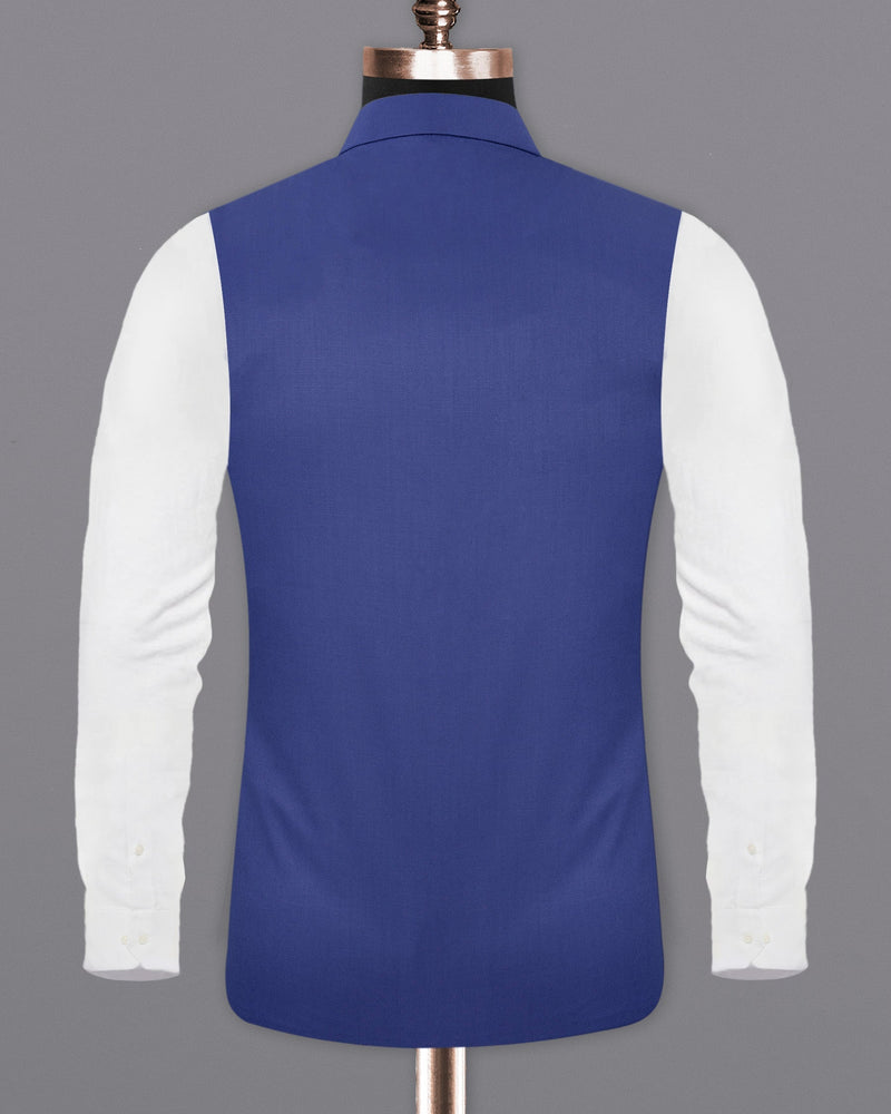 Space Blue Cross Buttoned Nehru Jacket