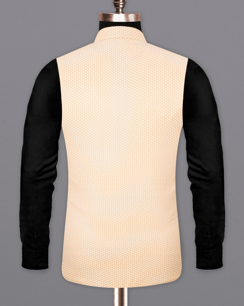 Apricot Peach Textured Nehru Jacket