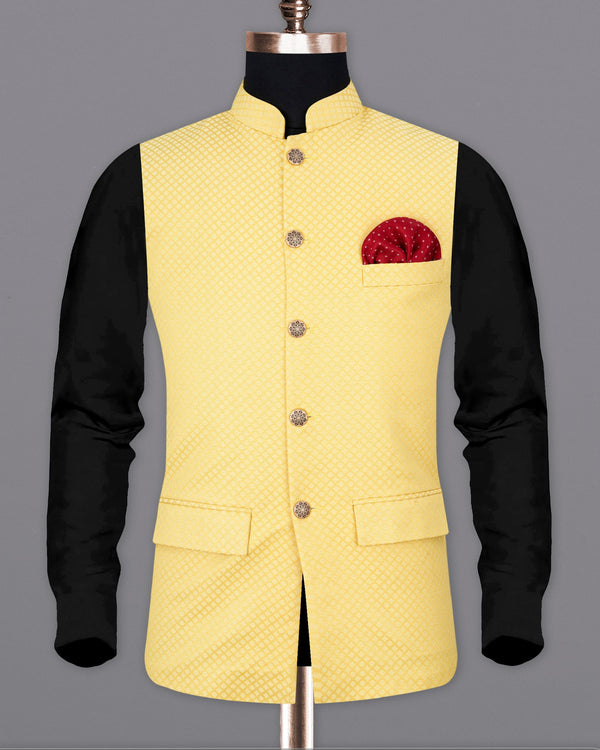 Cape Honey Textured Nehru Jacket