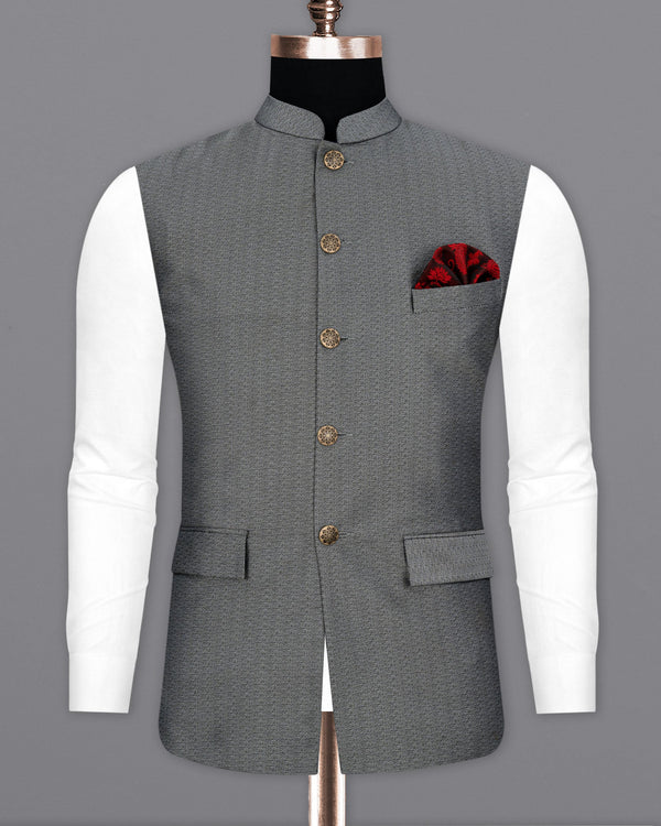 Friar Gray Textured  Nehru Jacket