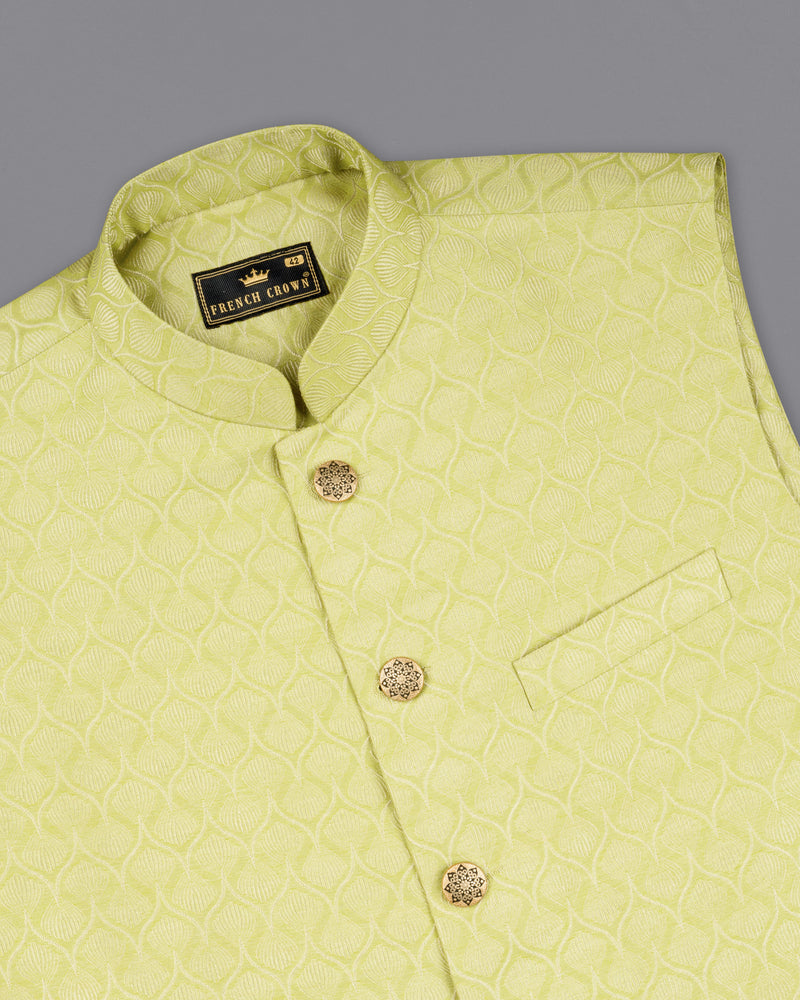 Confetti Yellow Textured Nehru Jacket