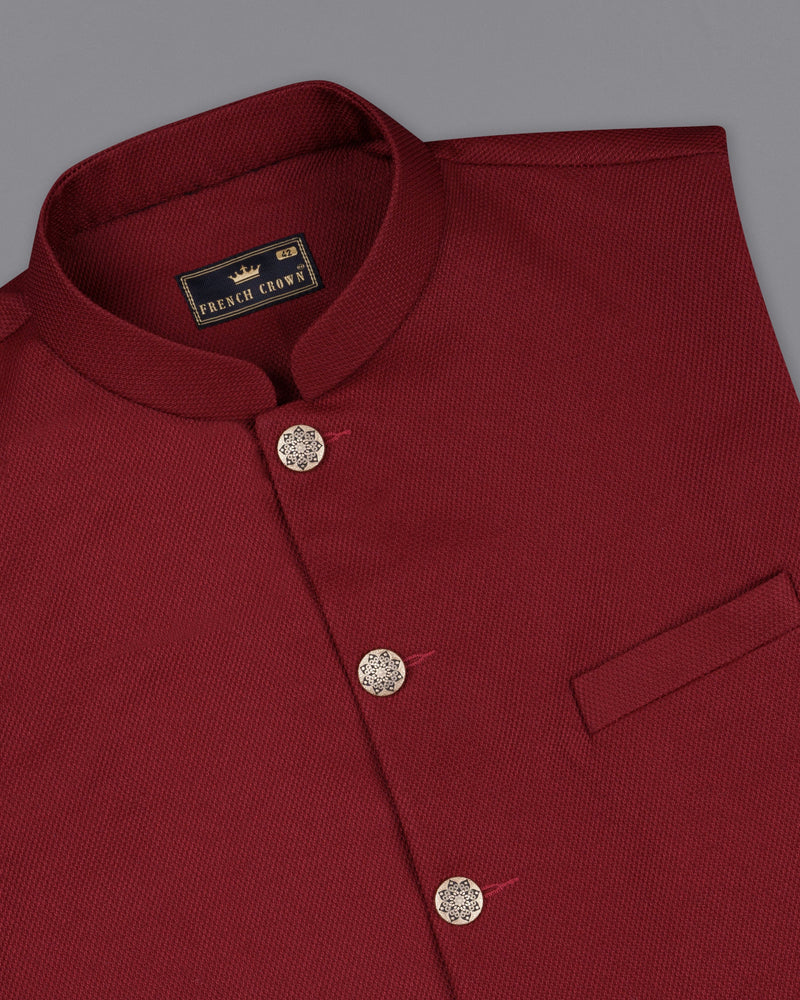 Mochaccino Red Textured Nehru Jacket WC1673-36, WC1673-38, WC1673-40, WC1673-42, WC1673-44, WC1673-46, WC1673-48, WC1673-50, WC1673-52, WC1673-54, WC1673-56, WC1673-58, WC1673-60