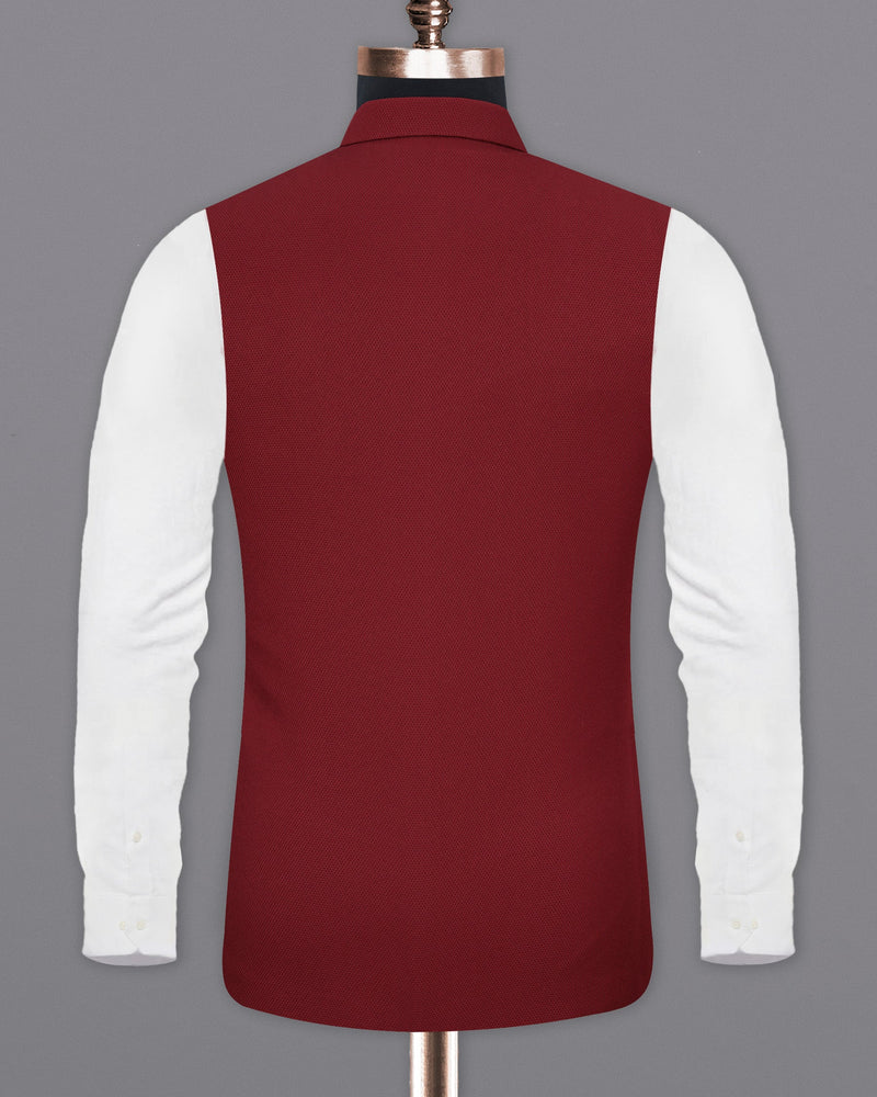 Mochaccino Red Textured Nehru Jacket WC1673-36, WC1673-38, WC1673-40, WC1673-42, WC1673-44, WC1673-46, WC1673-48, WC1673-50, WC1673-52, WC1673-54, WC1673-56, WC1673-58, WC1673-60