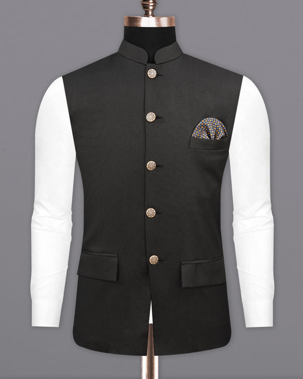 Zeus Black Bandhgala Designer Nehru Jacket