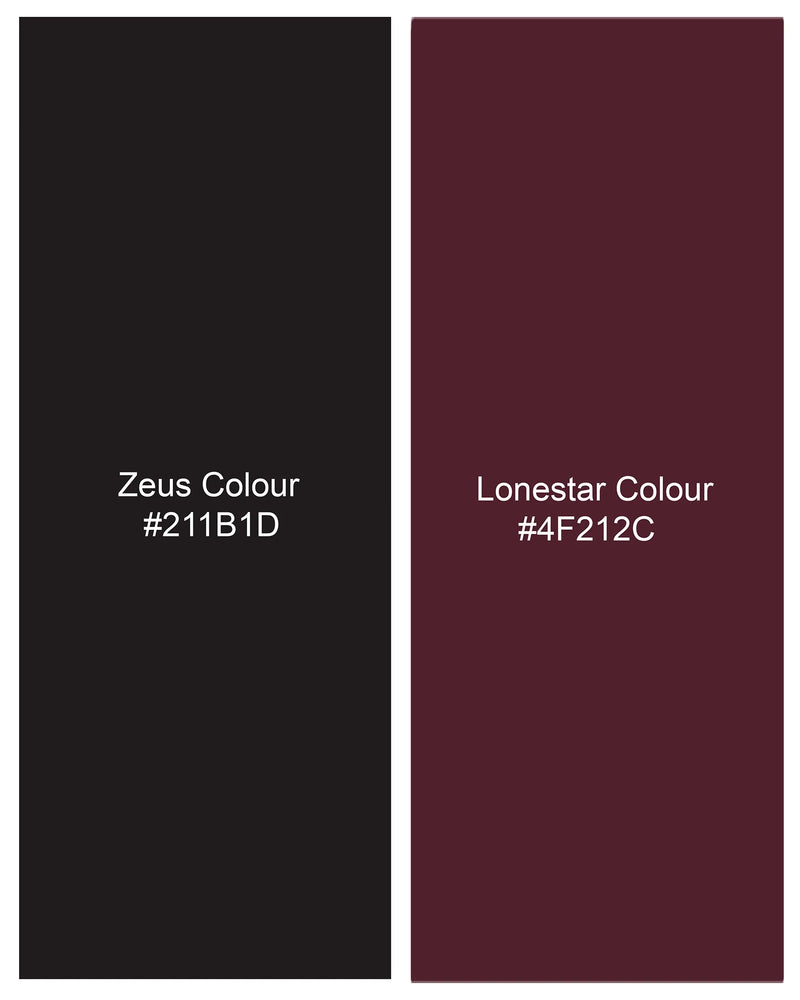Zeus Black with Lonestar Maroon Floral Printed Nehru Jacket WC2163-38, WC2163-39, WC2163-40, WC2163-42, WC2163-44, WC2163-46, WC2163-48, WC2163-50, WC2163-52