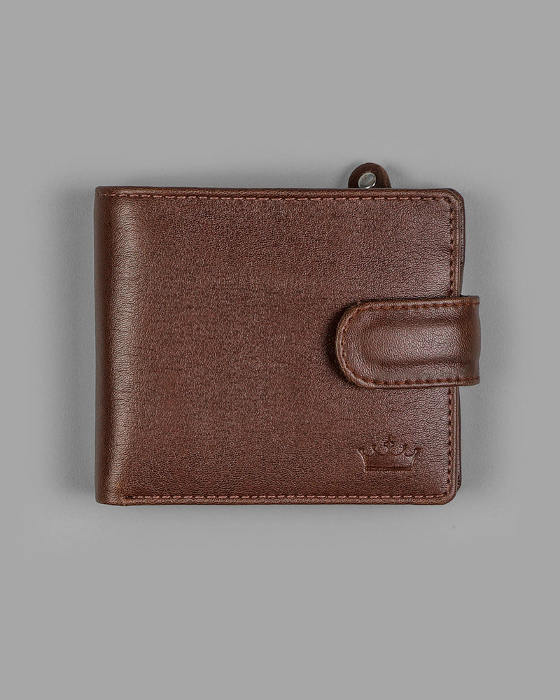 Tan Vegan Leather Push Button Handcrafted Wallet WT05