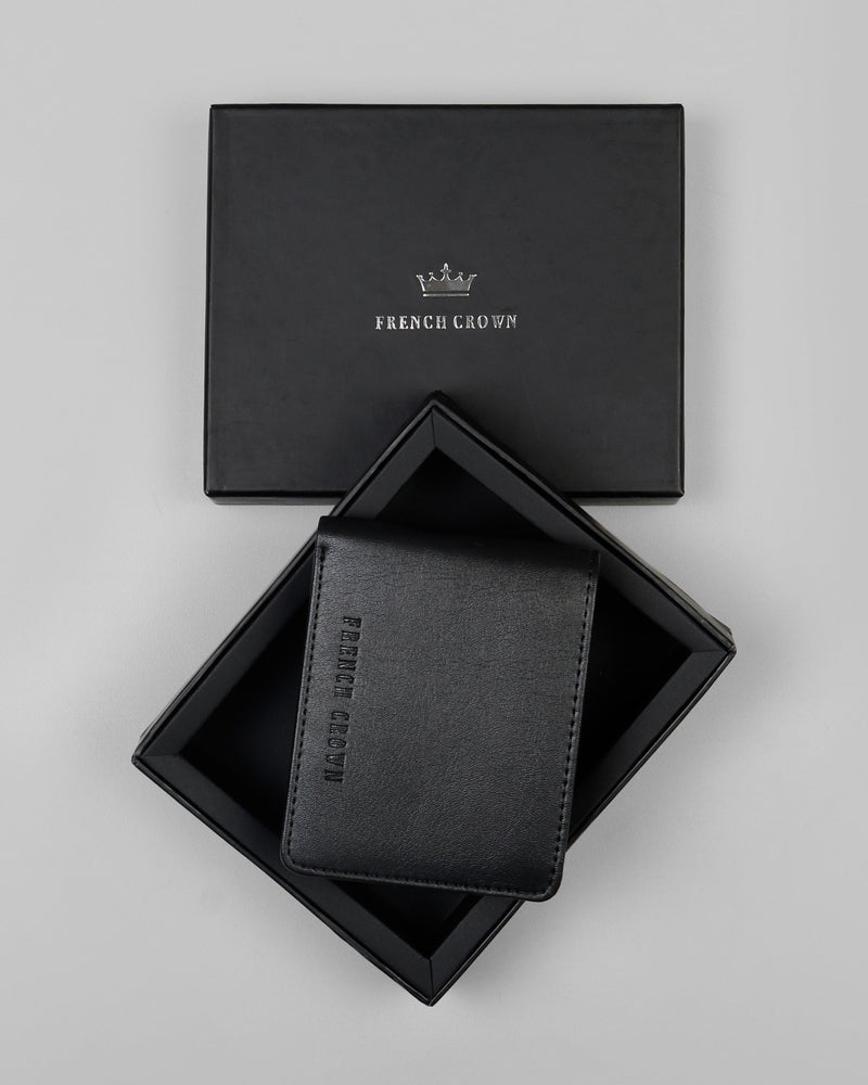 Black Vegan Leather 9 Card Holders Handcrafted Wallet WT23