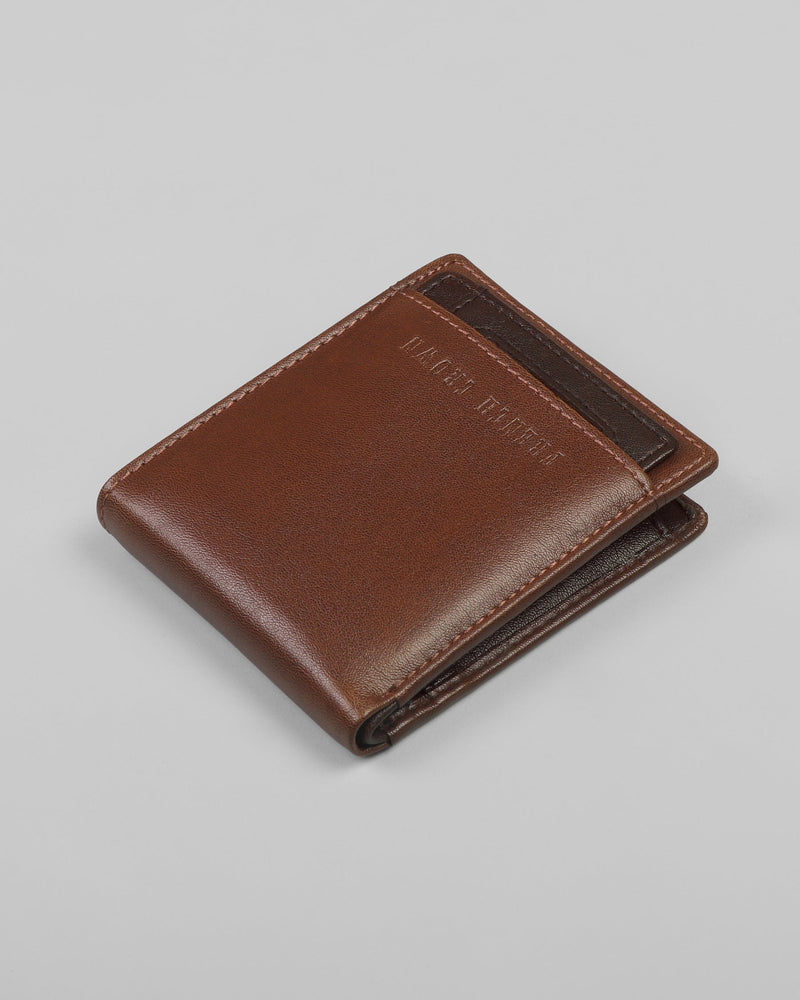 Tan with Brown Vegan Leather Handcrafted Wallet and Card Holder Set WT26