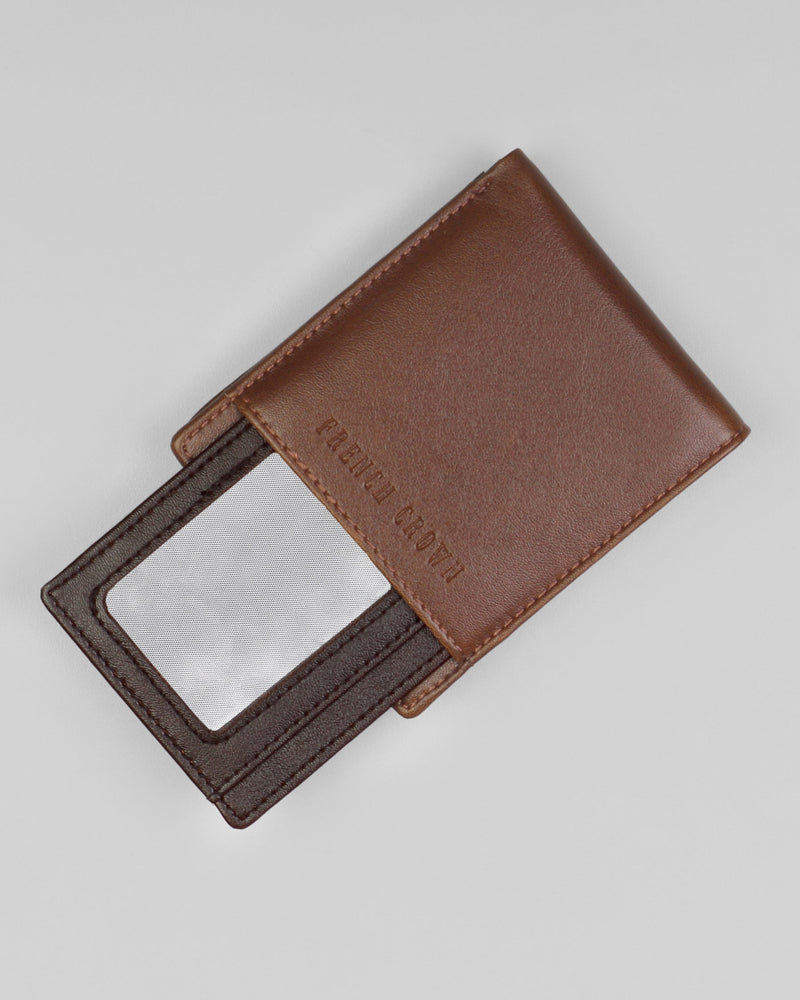 Tan with Brown Vegan Leather Handcrafted Wallet and Card Holder Set WT26